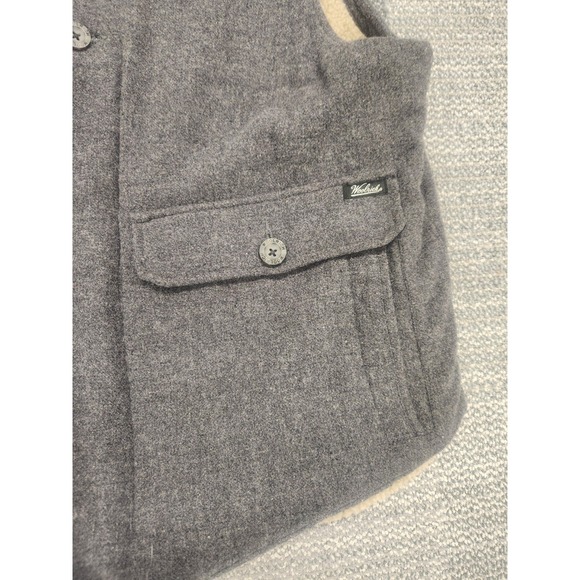 Woolrich Mens‎ Sherpa Lined Vest Dark Gray Full Zip Pockets Size L Barn Core Vtg - Picture 2 of 10